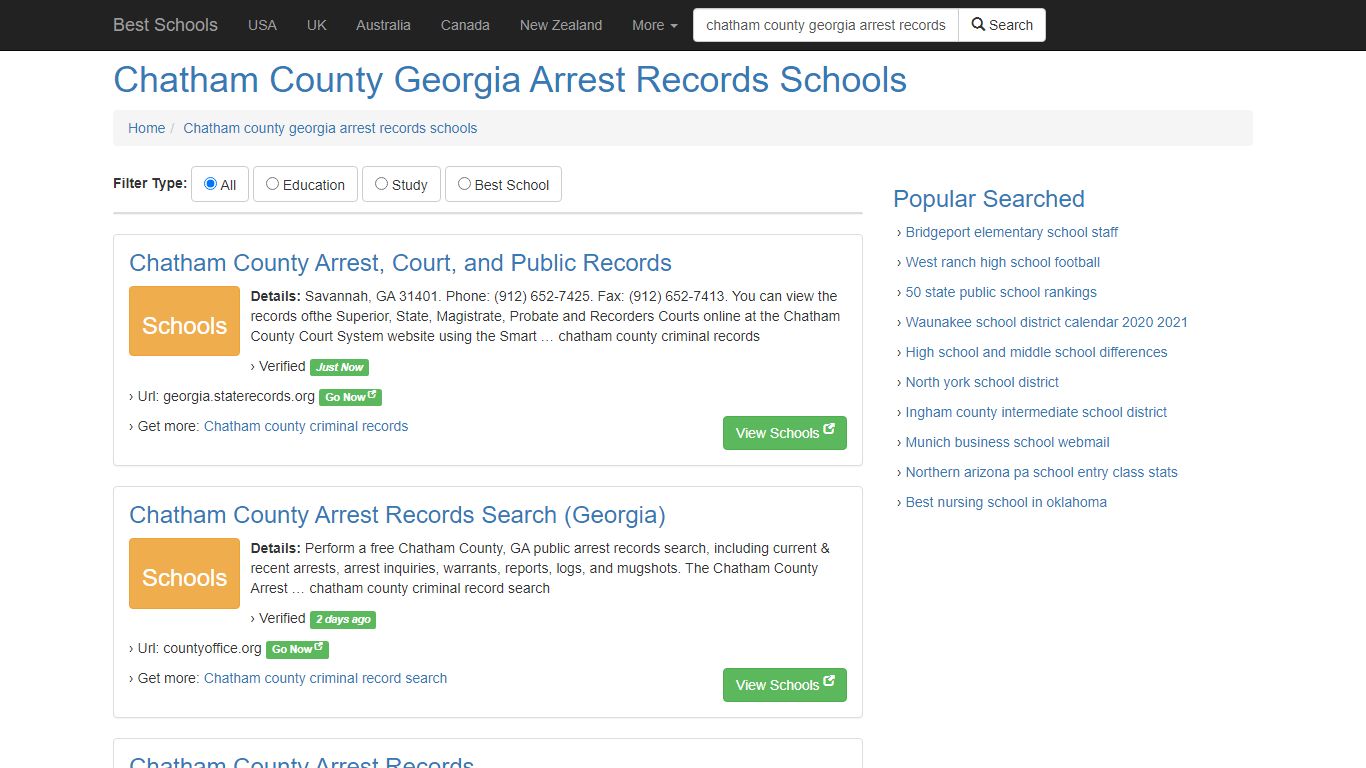 Chatham County Georgia Arrest Records Schools